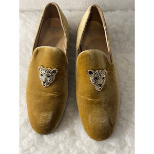 Royal Gold Velvet Dress Shoes with gold Lion Head Men Size 13